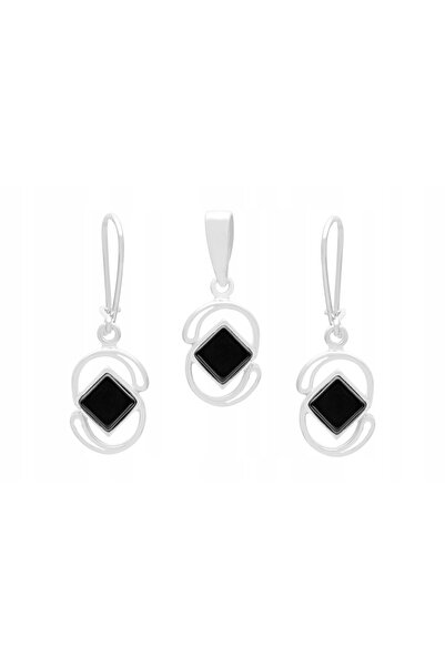 NO BRAND Set de cercei din argint + pandantiv cu onix! ! !