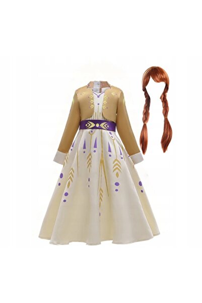 NO BRAND ROCHIE COSTUM ANNA FROZEN 2 PERUCĂ PĂR MARO 122 128