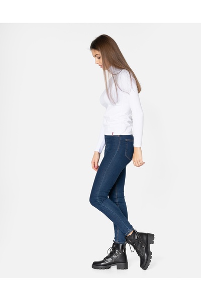 NO BRAND Pulover elegant slim de damă cu guler înalt, din bumbac, alb 8112-03...