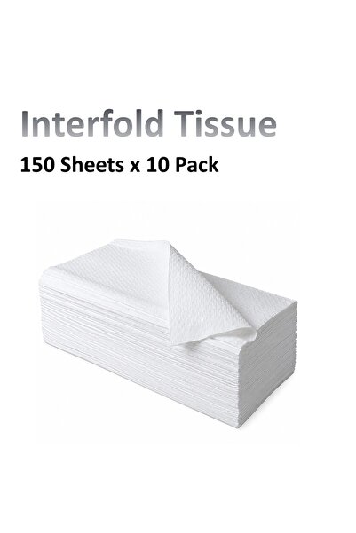 Finesse Interfold Tissue Hand Towel -1 Ply - 10 Packs x 150 Sheets