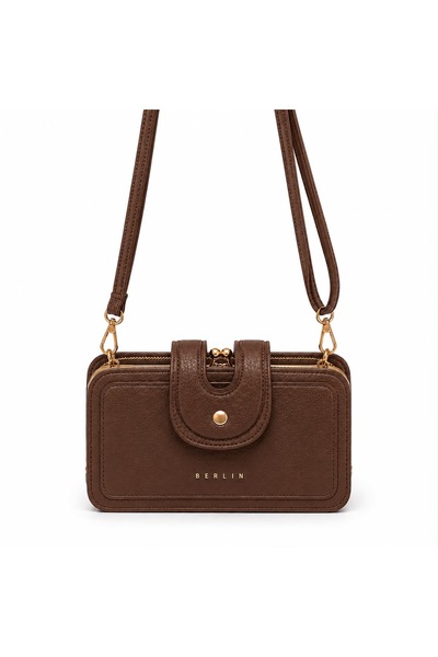 Berlin bags Wood 3 Compartment Burs Detailed Crossbody Bag