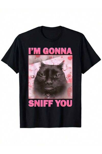 9TAY تي شيرت بطباعة مضحكة "I'Gonna Sniff You"، مصنوع من القطن بنسبة 100%، ناع...