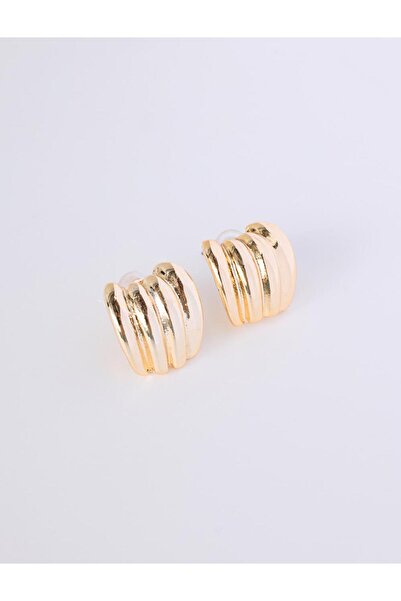 Jimmy Key Gold Color Twisted Form Shiny Half Hoop Earrings