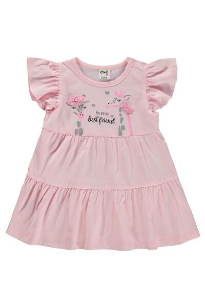 Civil Baby Giraffe Lase Embroidery 6-18 Months Dress - Pink