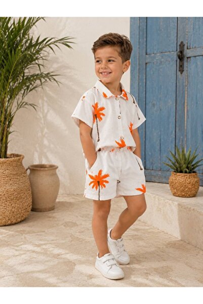 MyChino Kids KETEN GÖMLEK ŞORTLU TAKIM