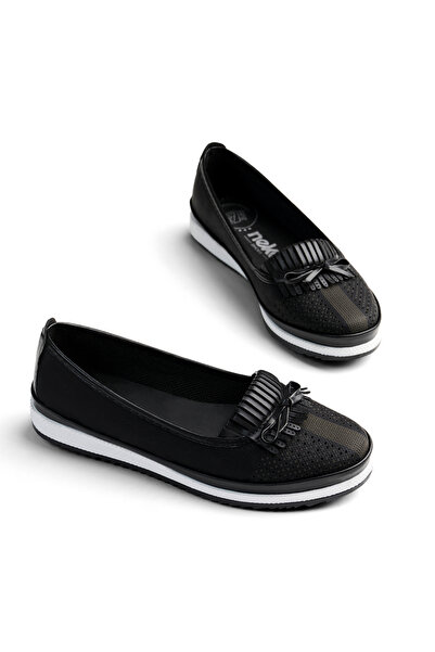 Tonny Black Women's Black Comfortable Fit Shoes with Ribbon Detail