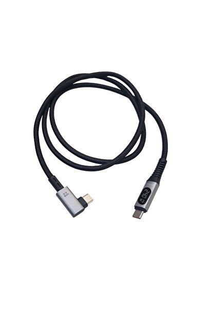 KEEPRO كابل USB 4 من النوع C بزاوية 90 درجة مع مؤشر واط، كابل مضفر بطول 1 متر