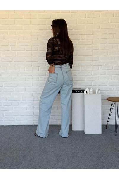 Goncalya Gold Button High Waist Palazzo Jeans