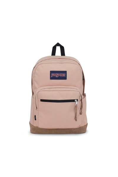 Jansport 【موسم المدارس】حقيبة مدرسية كلاسيكية ملونة مع جيب جلدي للكمبيوتر، حقي...