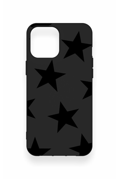 Vip Case iPhone 12 Pro Max Uyumlu Siyah Star Desenli Silikon Kılıf