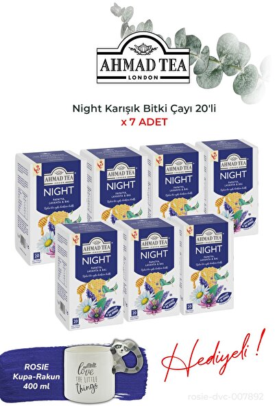 Ahmad Tea Night Mixed Herbal Tea 20 Tea Bags 7 Packs and Raccoon Mug