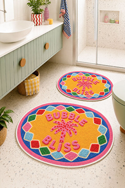 Toronto Home Digital Non-Slip Washable Colorful Double Oval Bath Mat Bathroom...
