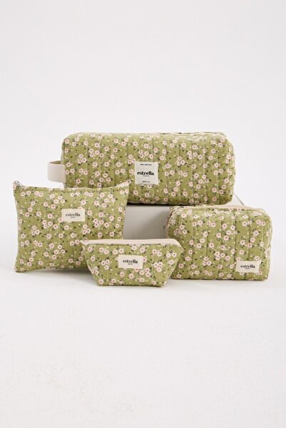 estrella paris Aura Green Makeup Bag Set of 4 Hair Straightener, Pencil Bag, ...