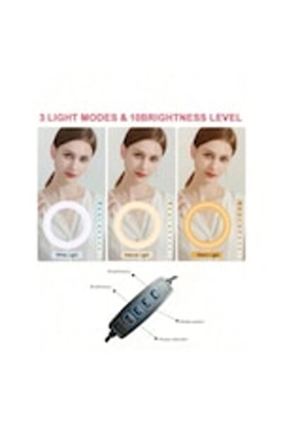 OEM Inel luminos cu LED pentru selfie, reglabil in 3 culori, include trepied ...