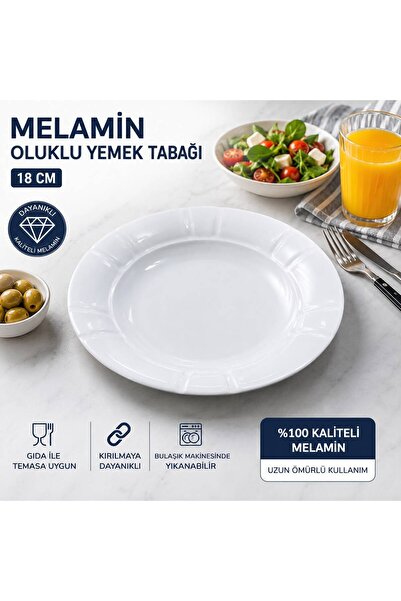 BİZ ZÜCCACİYE Melamin Oluklu Yemek Tabağı 18 cm