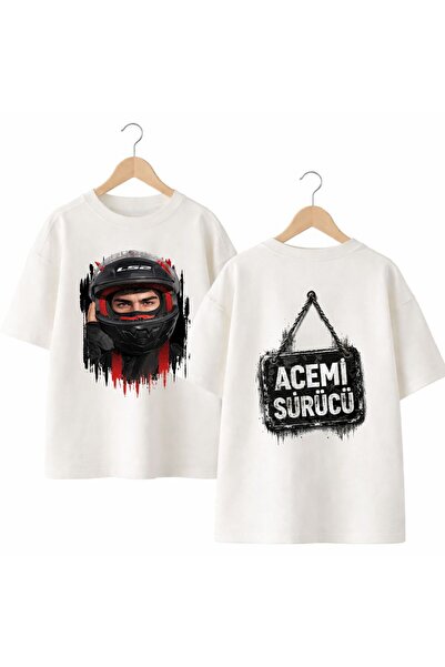 playwear تي شيرت رجالي من Acemi Sürüdriver مطبوع على الظهر والصدر الأمامي مصن...