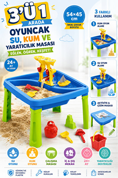 welcomein 3'ü 1 Arada Oyuncak Su Kum ve Aktivite Masası 24+ Ay Çocuk Çalışma ...