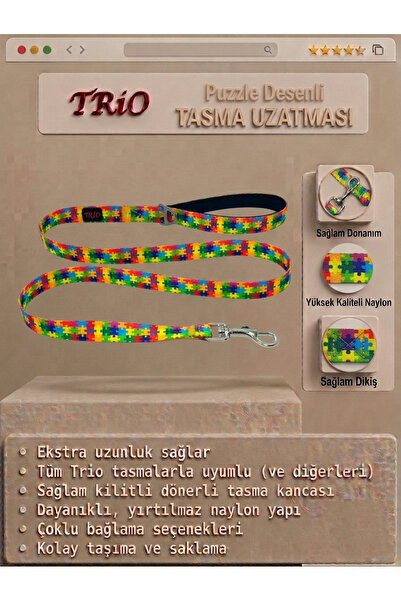 Trio - Tasma Uzatması Gezdirme Kayışı Uzatma Kedi ve Köpek Tasmaları İçin Uza...