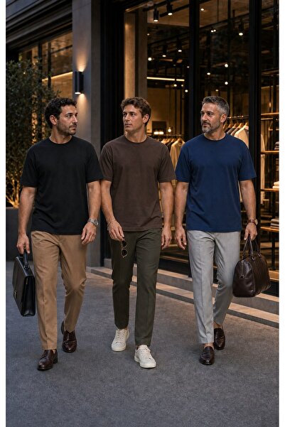 modi Green Premium 3-Pack Unisex Oysho Regular Oversize Crew Neck T-Shirt Pack