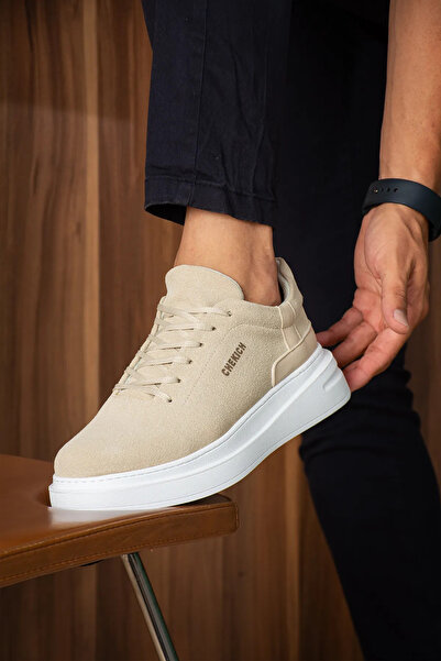 pabucmarketi Lace-Up Men's Sneakers Beige Suede