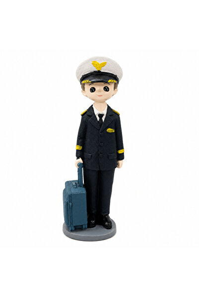 AKDC Navy Blue Boy Pilot Polyresin Decorative Figurine - 20 cm