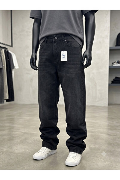 Erkek Baggy Fit Likrasiz Rahat Kesim Jean Pantolon