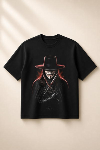 SVART WEAR V for Vandetta Printed Oversize Boxy Cut Unisex 100% Cotton Tshirt...