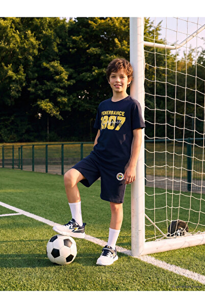 LC Waikiki Lcw Kids Navy Blue Fenerbahçe Printed Boys' Shorts Set
