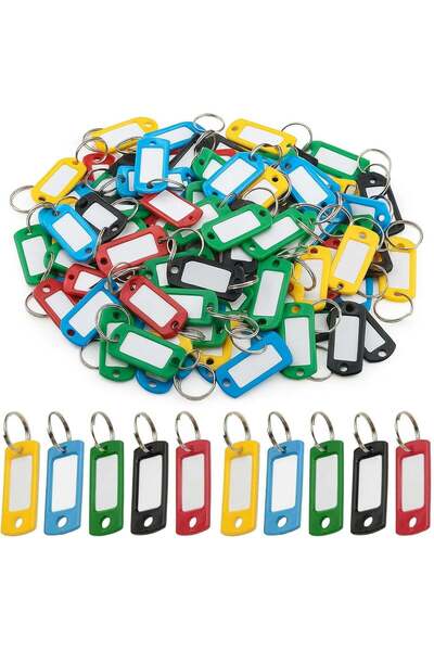 Duravel Key Tags with Split Ring, Plastic ID Label Holders, Multi-Purpose Org...