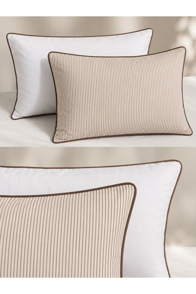 Generic Brand Brown Striped, Ribbed Pillowcase (2 Pieces)