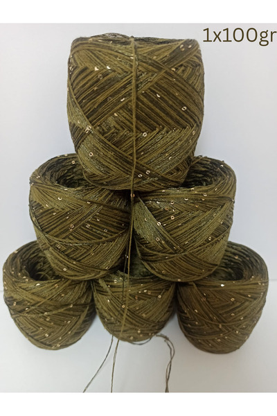 İPEK YÜN İPLİK DÜNYASI Viscose Mercerized Cotton Knitting Yarn (Army Green, K...
