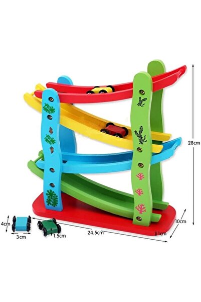 Generic Wooden Car Ramp Racer Toy – Tabletop Montessori Race Track Game with ...