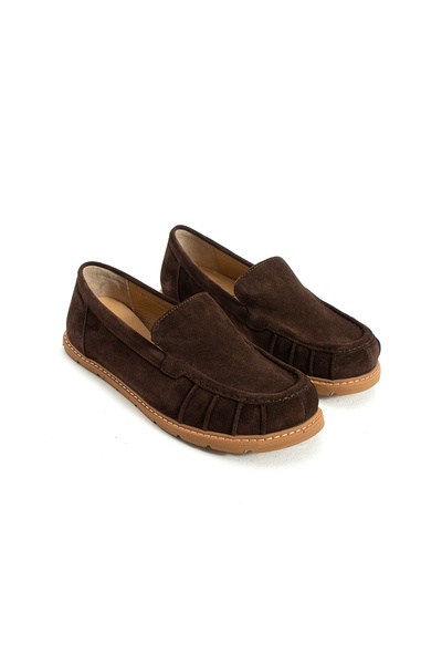 DUXAL SHOES Eliza Hakiki Deri Kadın Süet Mokasen Düz Taban Günlük Ayakkabı