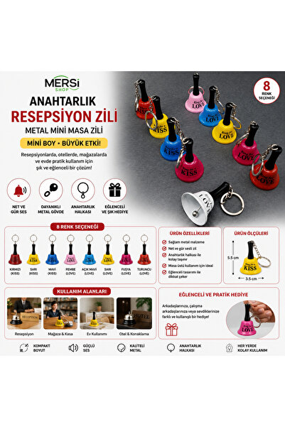 Mersi SHOP Keychain Reception Bell Metal Mini Desk Bell Sound Keychain Decora...