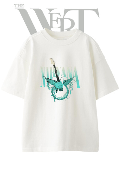 THEWERT Unisex bela majica sa nadimkom Nirvana Guitar Design