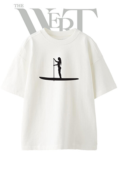 THEWERT Sup Kadin Design Printed Unisex White Oversize T-Shirt