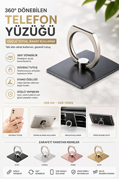 ALL FAST Telefon Kılıf Yüzüğü | 360° Dönebilen Telefon Halka Tutucu | Telefon...