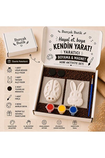 Burçak Butik Alçı Boyama Aktivite Seti - Çocuk Hobi Seti - 2 Magnetli - Uğur ...