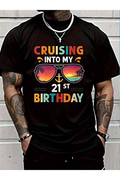 799 100% Cotton Cruising Into My 21st 21 Years Old Cruise Birthday T-Shirt Me...