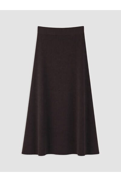 LC Waikiki Brown A-Line Knit Skirt with Elastic Waistband
