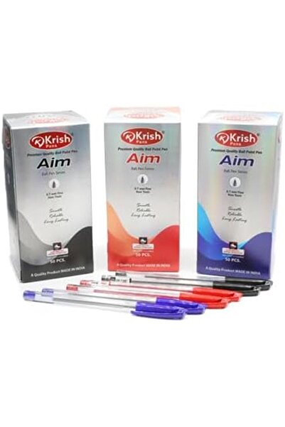 Krish Aim Premium quality Ball Point Pens,0.7mm Non-Toxic, Blue/Black/Red, 50...