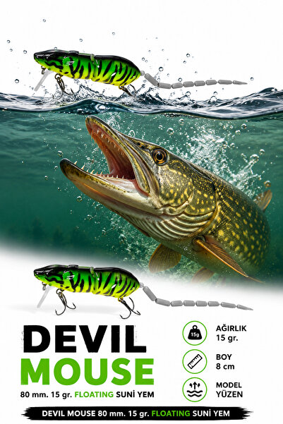 sr sazanrig Devil Mouse Fare 80 mm. 15gr. Floating ( Yüzen) Suni Yem Maket Balık