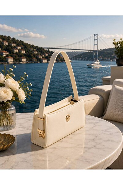ValeriaBag Kadın Baget Omuz Çantası – Deri Görünümlü Gold Detaylı Şık Tasarım