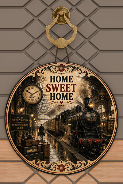 Rugmood Home Sweet Home Νοσταλγικό στολίδι στρογγυλής ξύλινης πόρτας με θέμα ...