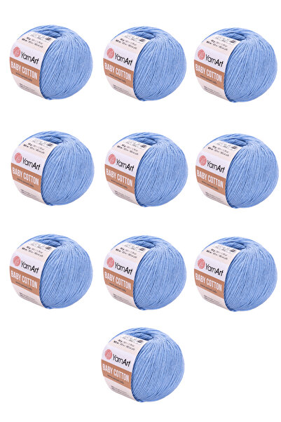 Yarnart Baby Cotton 10 τεμάχια νήματα πλεξίματος στο χέρι (448 Baby Blue) 50%...
