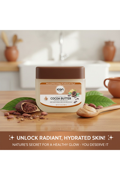 Ican London Petroleum Jelly Cocoa Butter 368g – Deep Moisturising Skin Protectant for Dry, Rough & Cracked Skin