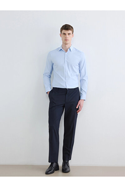LC Waikiki Lcw Business Navy Blue Standard Fit Pleated Men's Fabric Trousers