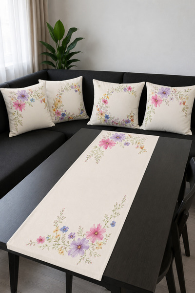 HOMESSA طقم غطاء وسادة زاوية مزين بالزهور بألوان الباستيل مع 4 أغطية وسائد إض...