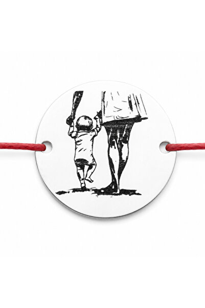 Simoshop Brățară șnur textil roșu cu bănuț argint 925 Primii pași