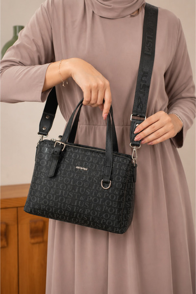 Just Polo حقيبة يد وكتف نسائية متوسطة الحجم من الجلد الفاخر مع حزام قابل للتع...